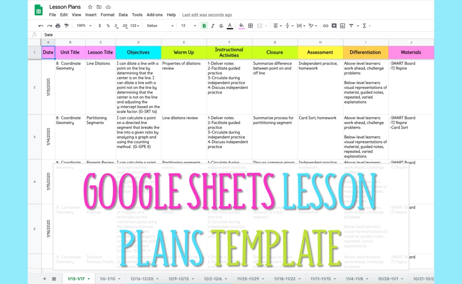 Teacher Lesson Plan Template Google Docs