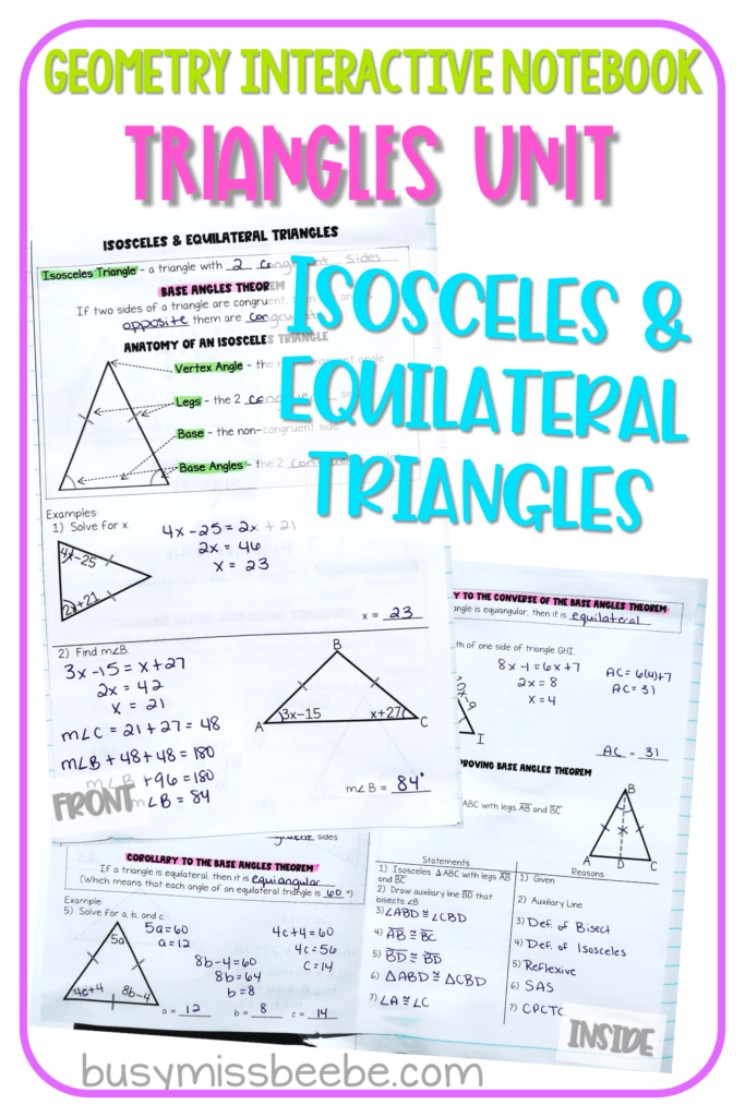 isosceles and equilateral triangles worksheet lesson 5.1