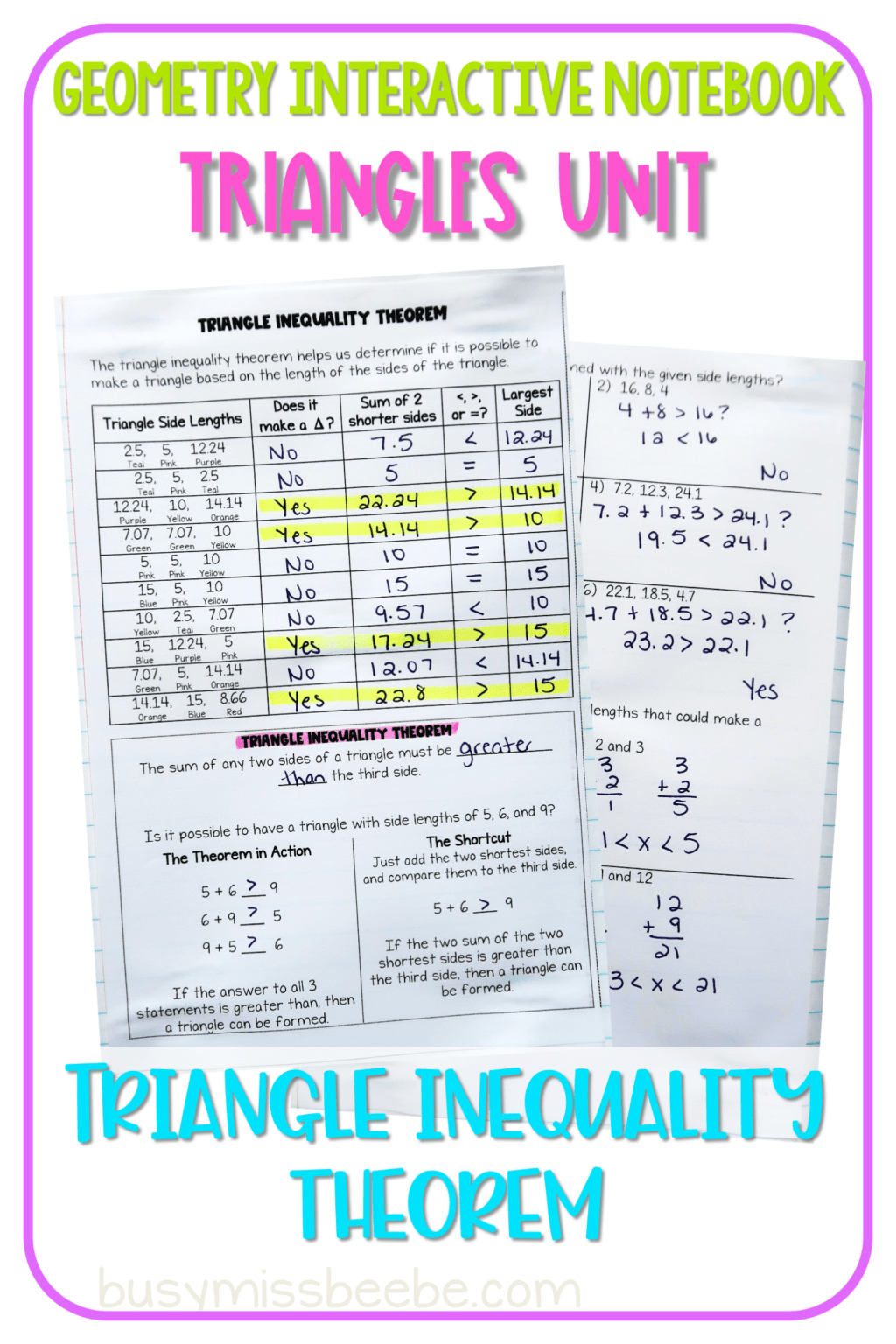 Triangles Geometry Interactive Notebook Busy Miss Beebe