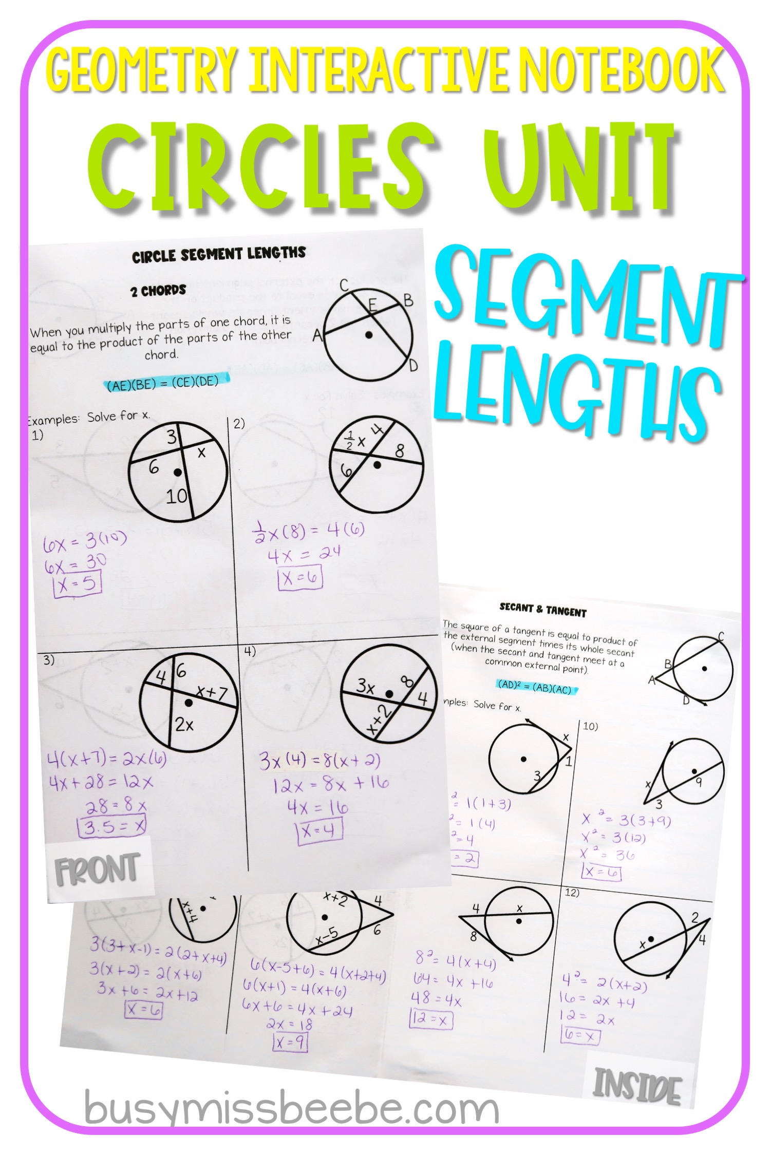 Circles Geometry Interactive Notebook - Busy Miss Beebe