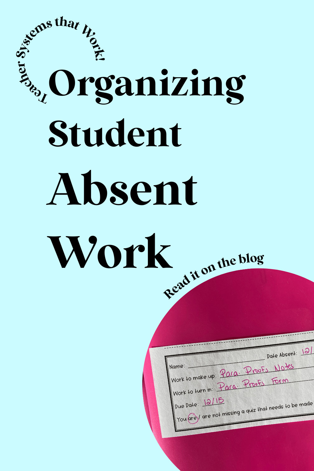 How To Organize Student Absent Work - Busy Miss Beebe